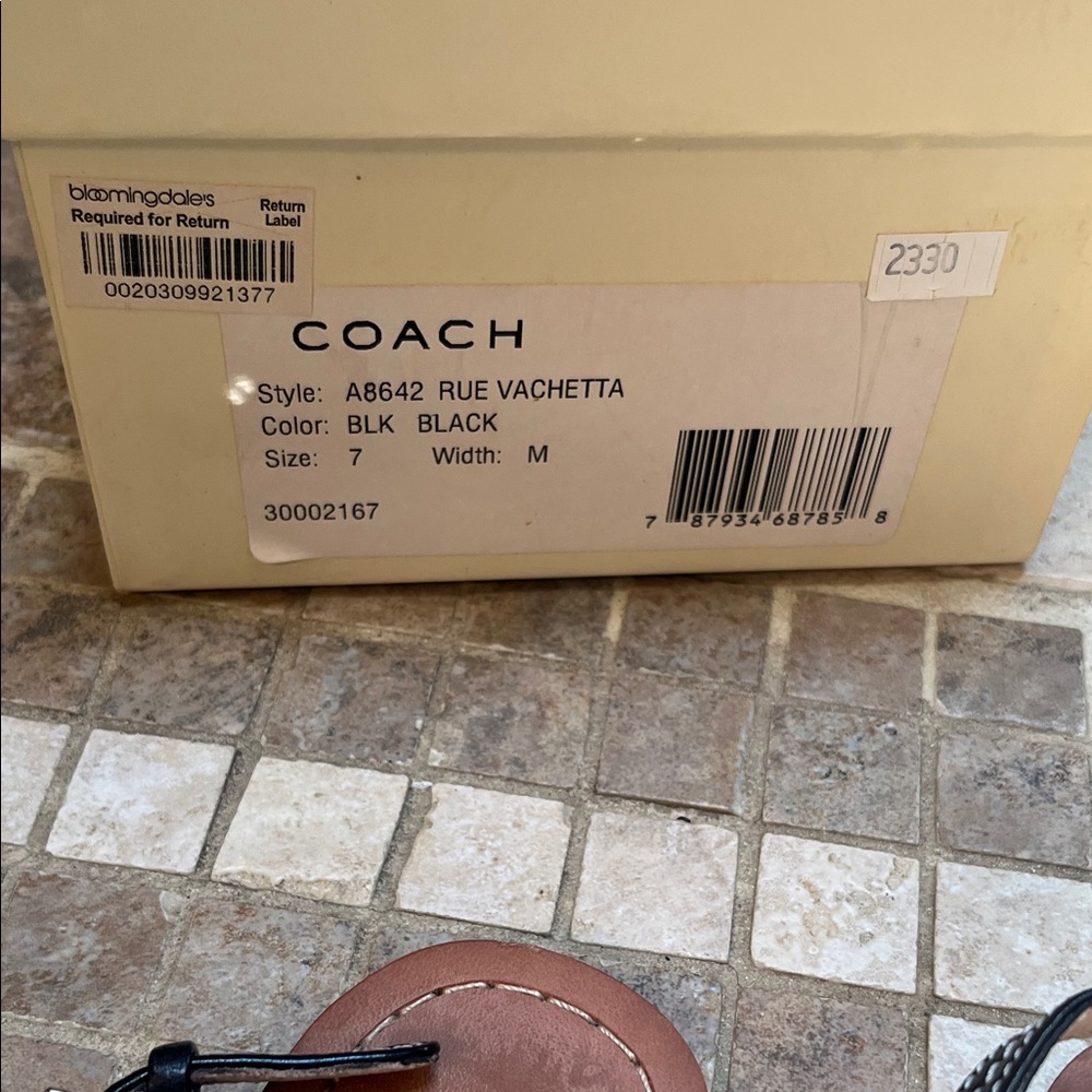 Coach Rue Vachetta  Black Leather T-Strap Sandals with Silver Hardware Sz 7 - Picture 3 of 7